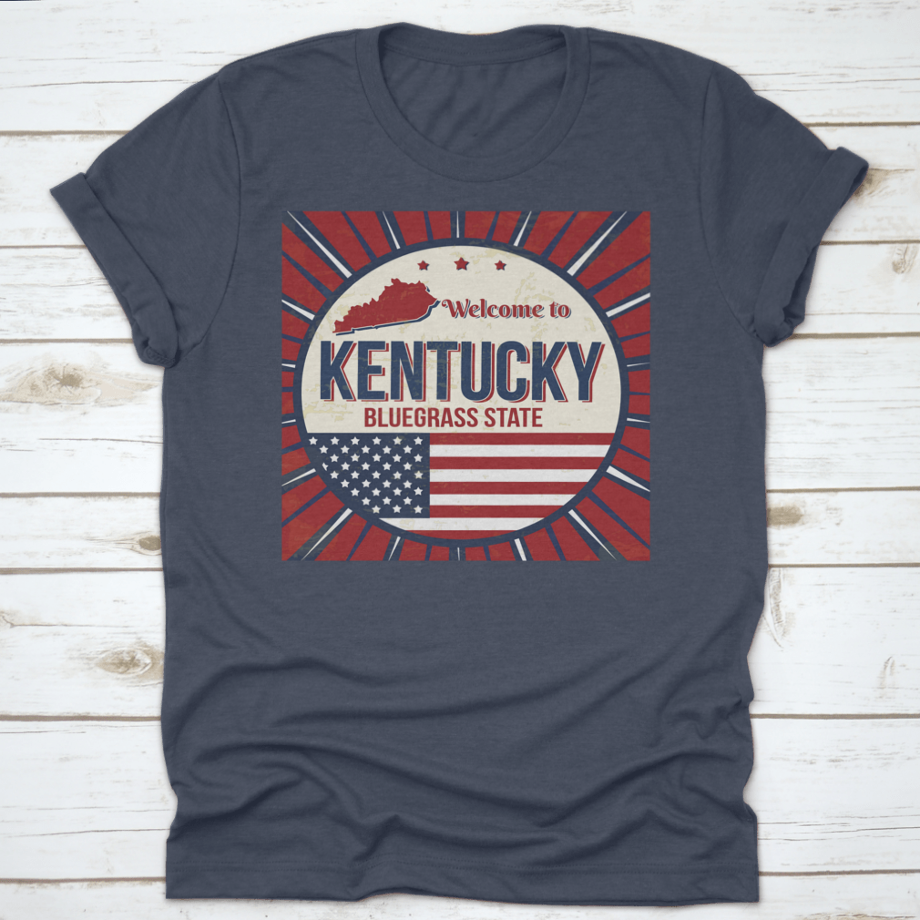 A comfortable t-shirt featuring a detailed map of Kentucky, showcasing the Bluegrass State with vibrant colors and quality fabric.